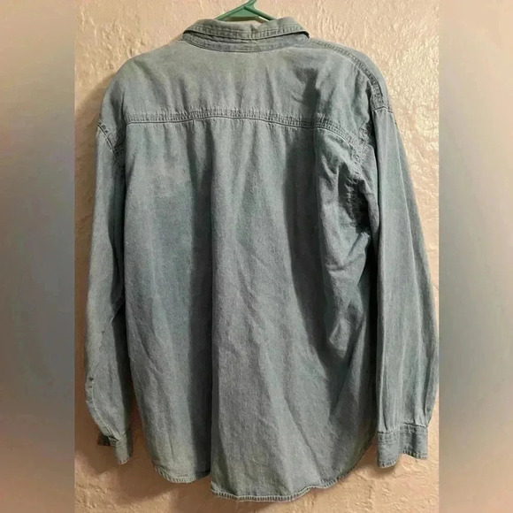 Tia Designs Women's Lightwash Denim Safari Button Up w/ Gold Animal Decals; L - Picture 7 of 11